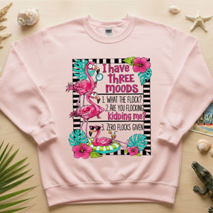 Sassy Flamingo Mood Graphic T-Shirt for Women - Zero Flocks Given Humor Tee - FlamingoAholic