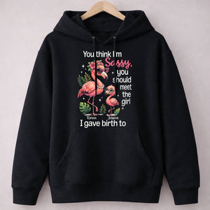 Sassy Flamingo Mother Daughter Personalized Sweatshirt - Funny Custom Mom & Me Gift - FlamingoAholic