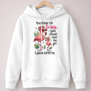 Sassy Flamingo Mother Daughter Personalized Sweatshirt - Funny Custom Mom & Me Gift - FlamingoAholic