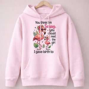 Sassy Flamingo Mother Daughter Personalized Sweatshirt - Funny Custom Mom & Me Gift - FlamingoAholic