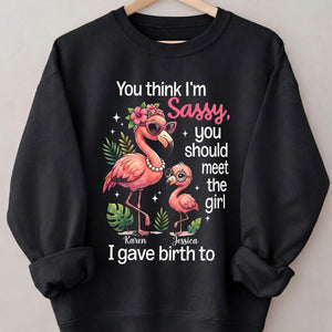Sassy Flamingo Mother Daughter Personalized Sweatshirt - Funny Custom Mom & Me Gift - FlamingoAholic