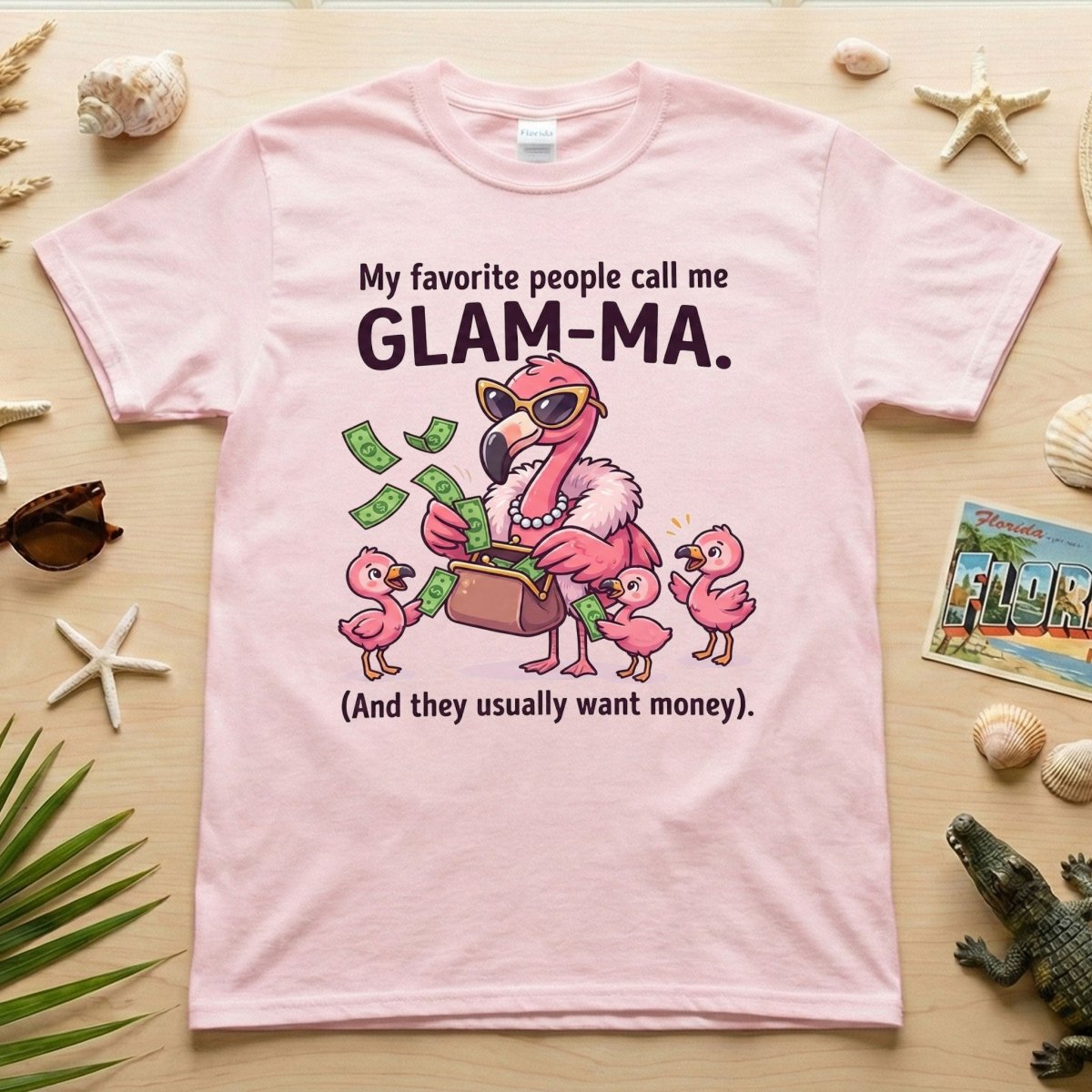 Sassy Glam - Ma Flamingo Shirt - Funny Grandma Money Graphic Tee Gift - FlamingoAholic