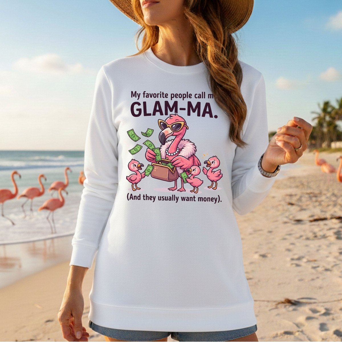 Sassy Glam - Ma Flamingo Shirt - Funny Grandma Money Graphic Tee Gift - FlamingoAholic
