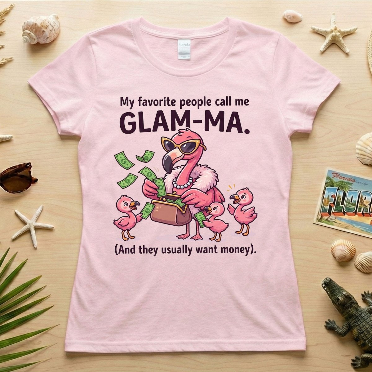 Sassy Glam - Ma Flamingo Shirt - Funny Grandma Money Graphic Tee Gift - FlamingoAholic