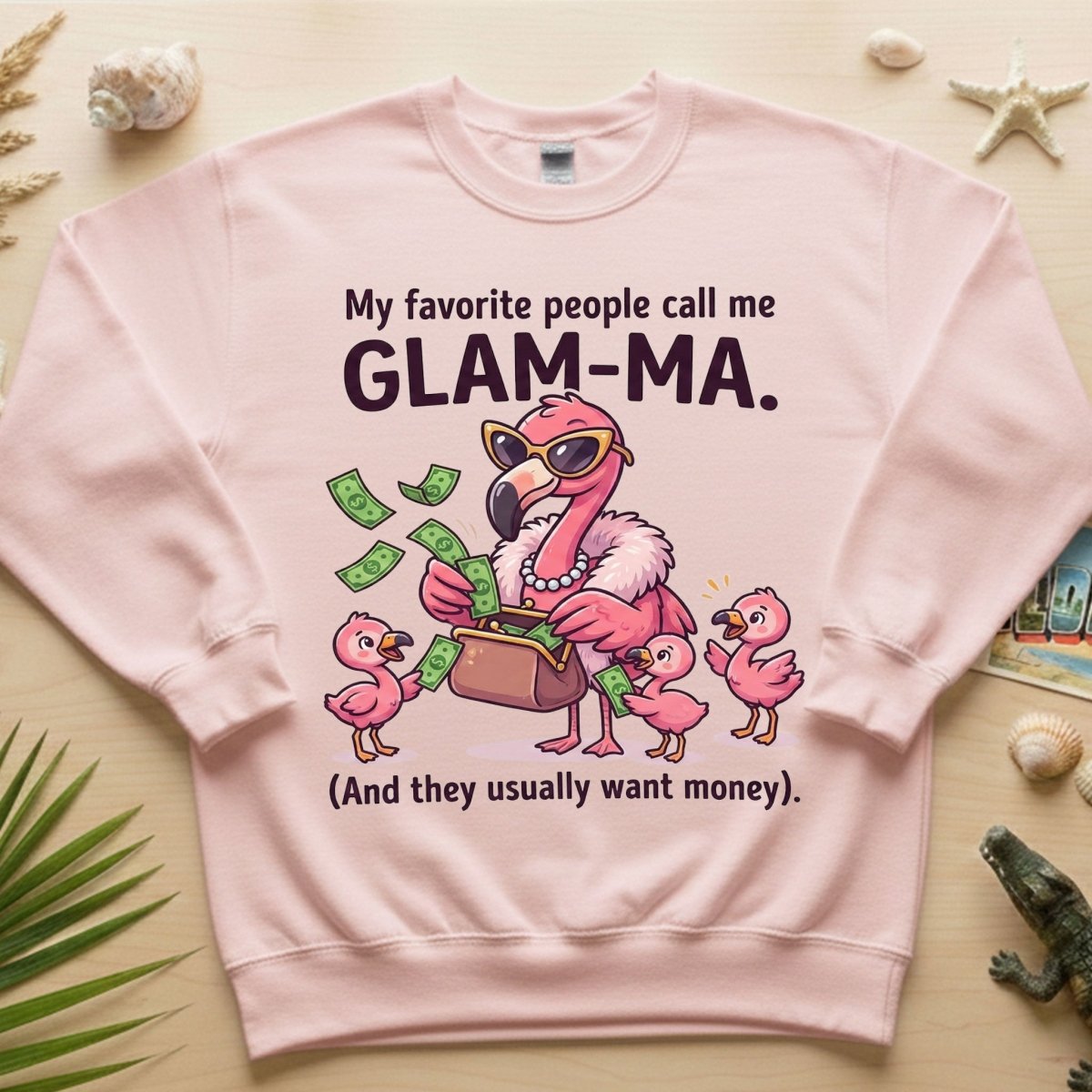 Sassy Glam - Ma Flamingo Shirt - Funny Grandma Money Graphic Tee Gift - FlamingoAholic