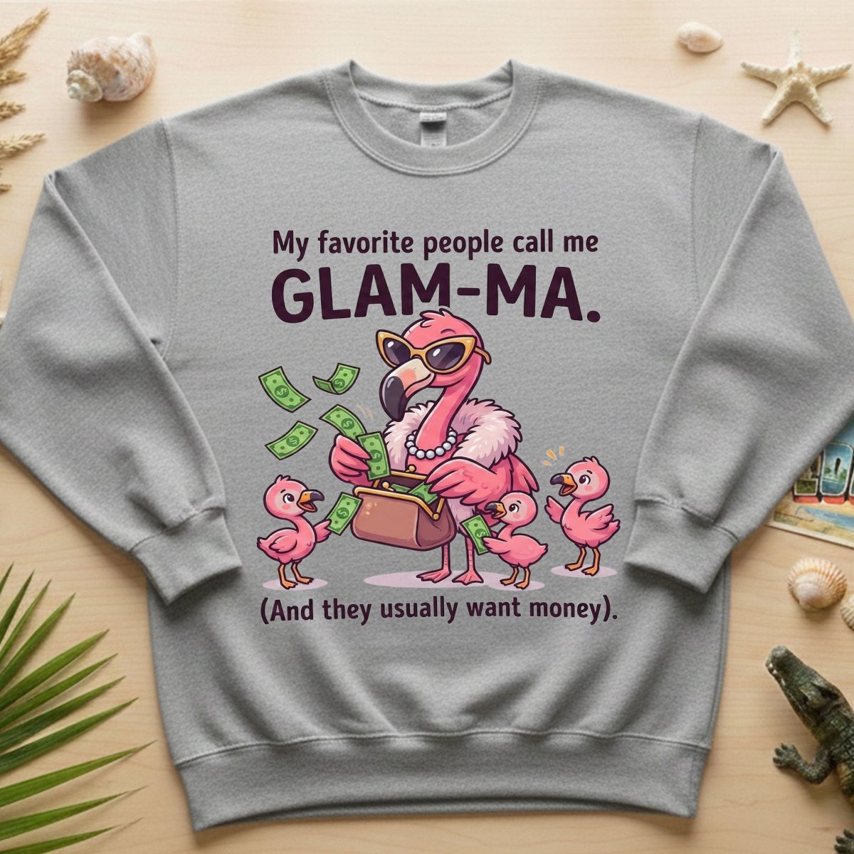 Sassy Glam - Ma Flamingo Shirt - Funny Grandma Money Graphic Tee Gift - FlamingoAholic