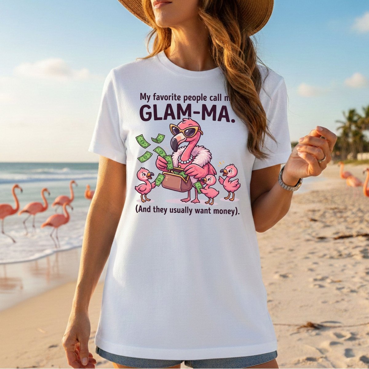Sassy Glam - Ma Flamingo Shirt - Funny Grandma Money Graphic Tee Gift - FlamingoAholic