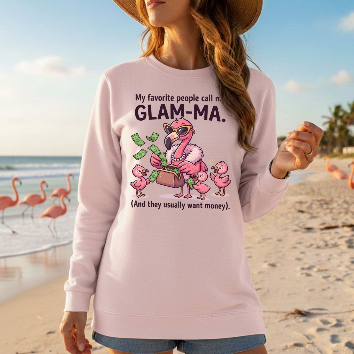 Sassy Glam - Ma Flamingo Shirt - Funny Grandma Money Graphic Tee Gift - FlamingoAholic