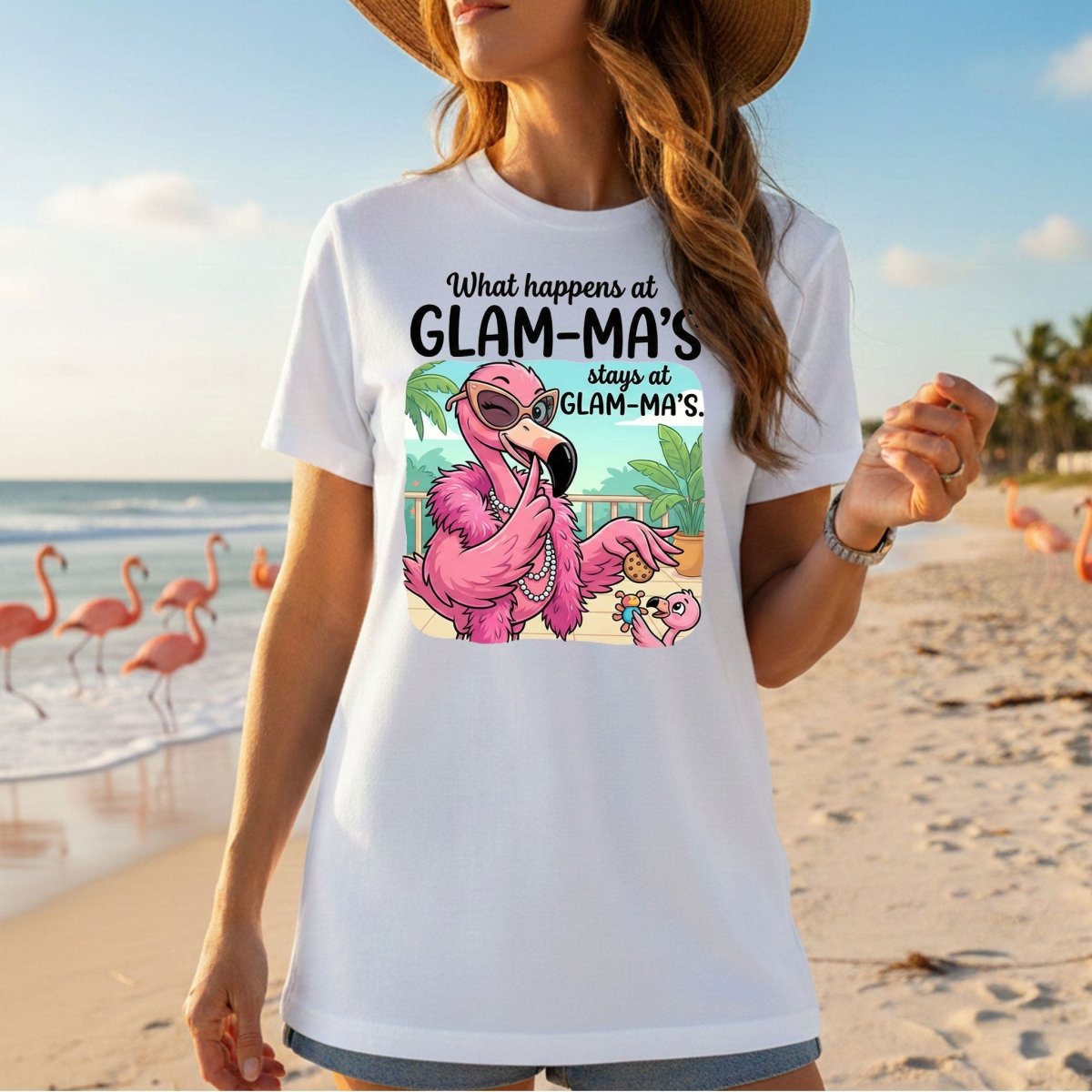 Sassy Glam - Ma Flamingo T-Shirt - Funny Grandmother Humor Gift Tee - FlamingoAholic