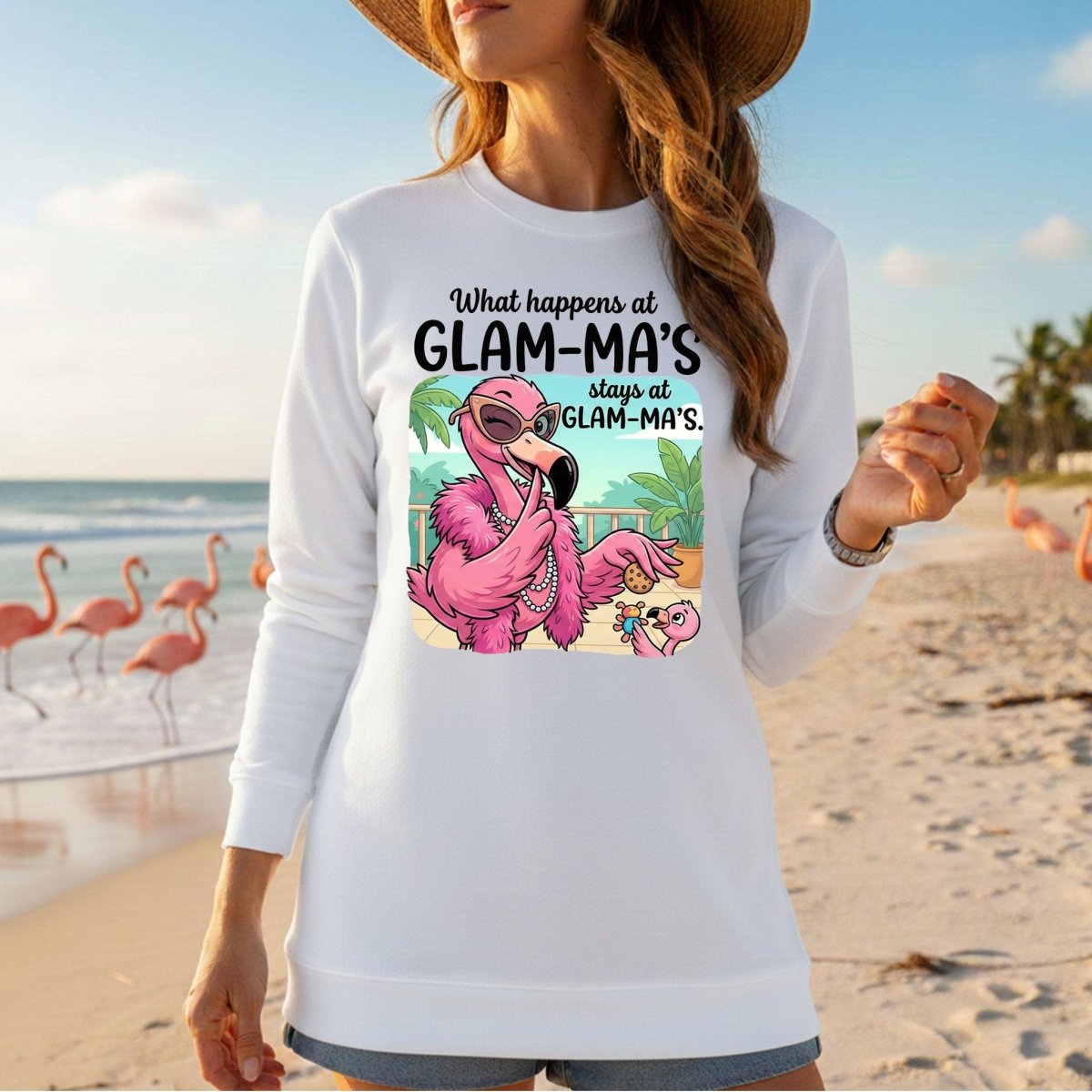 Sassy Glam - Ma Flamingo T-Shirt - Funny Grandmother Humor Gift Tee - FlamingoAholic