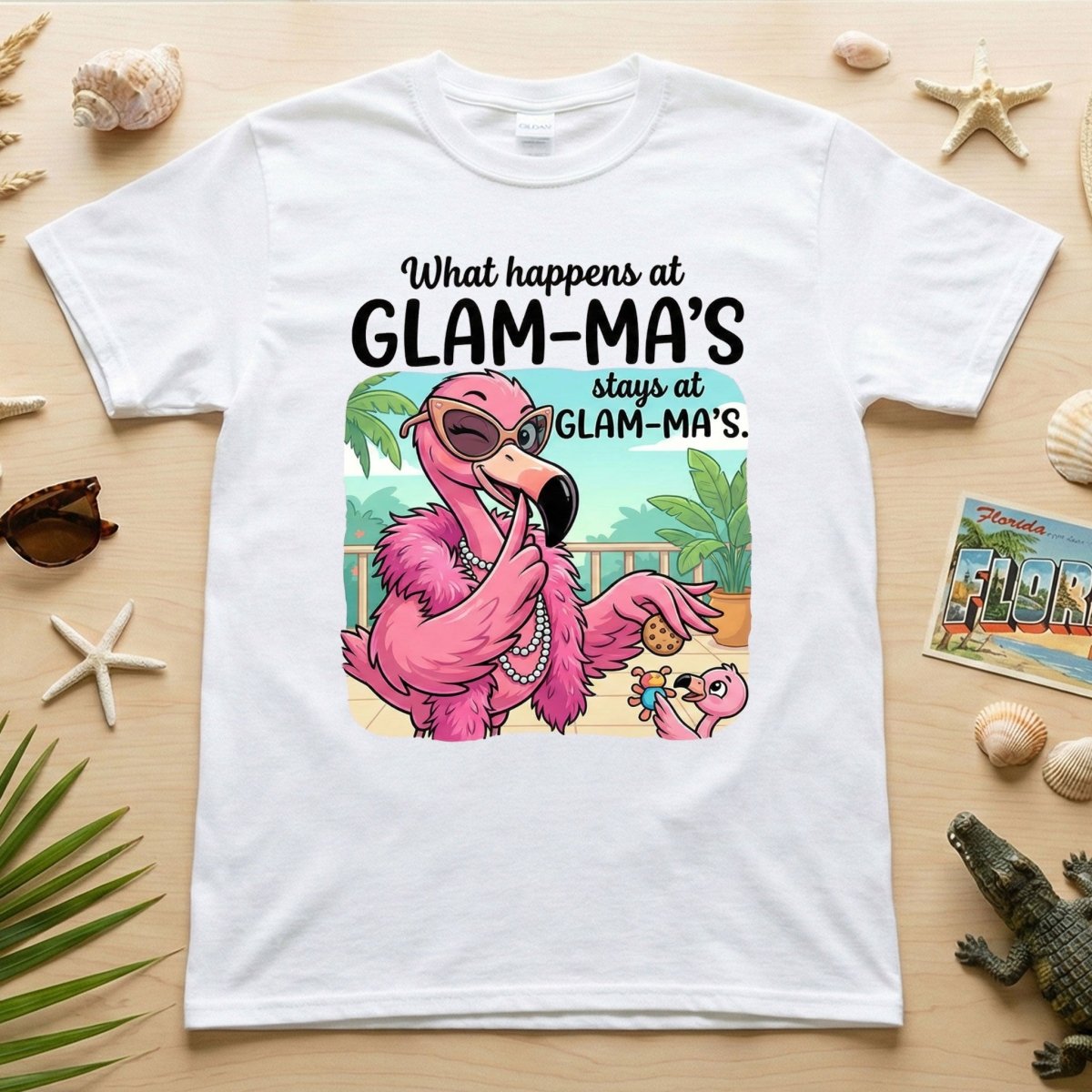 Sassy Glam - Ma Flamingo T-Shirt - Funny Grandmother Humor Gift Tee - FlamingoAholic