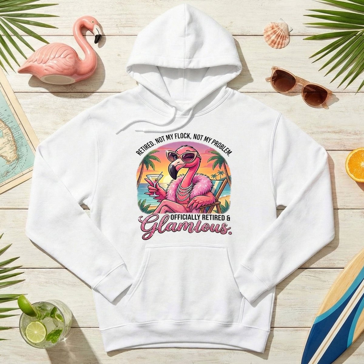 Sassy Glamorous Retired Flamingo T-Shirt - Not My Flock Funny Retirement Gift - FlamingoAholic