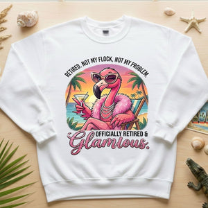 Sassy Glamorous Retired Flamingo T-Shirt - Not My Flock Funny Retirement Gift - FlamingoAholic