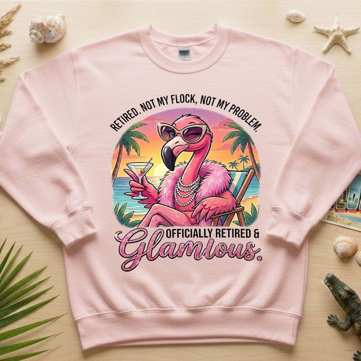 Sassy Glamorous Retired Flamingo T-Shirt - Not My Flock Funny Retirement Gift - FlamingoAholic