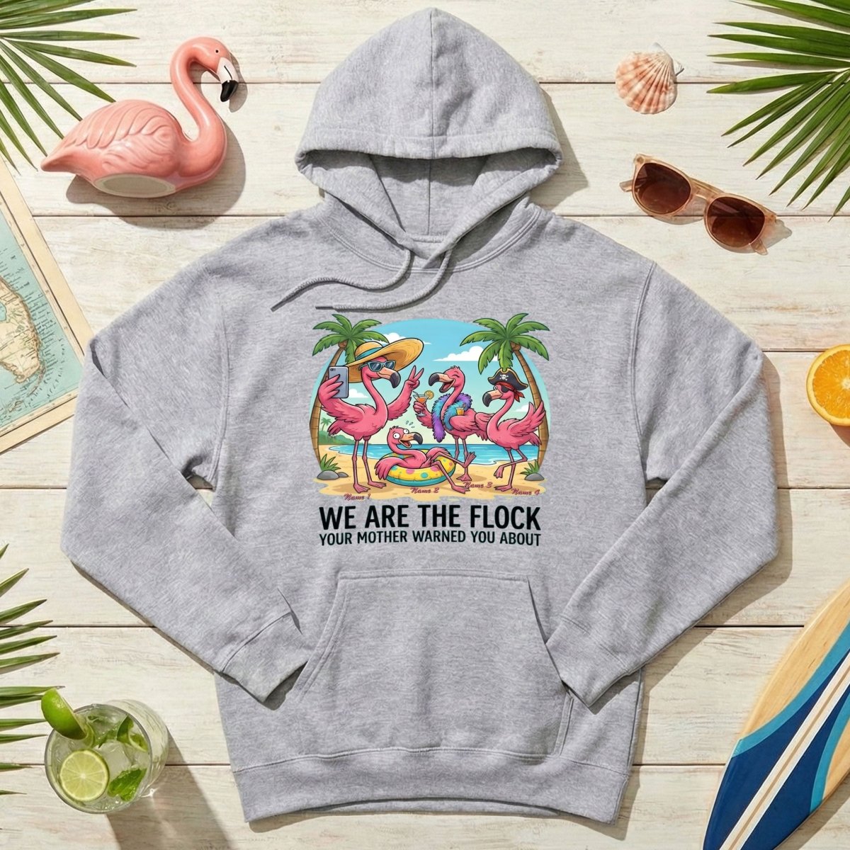 Sassy Personalized Flamingo Group T-Shirt - Matching Girls Trip & Family Vacation Tee - FlamingoAholic