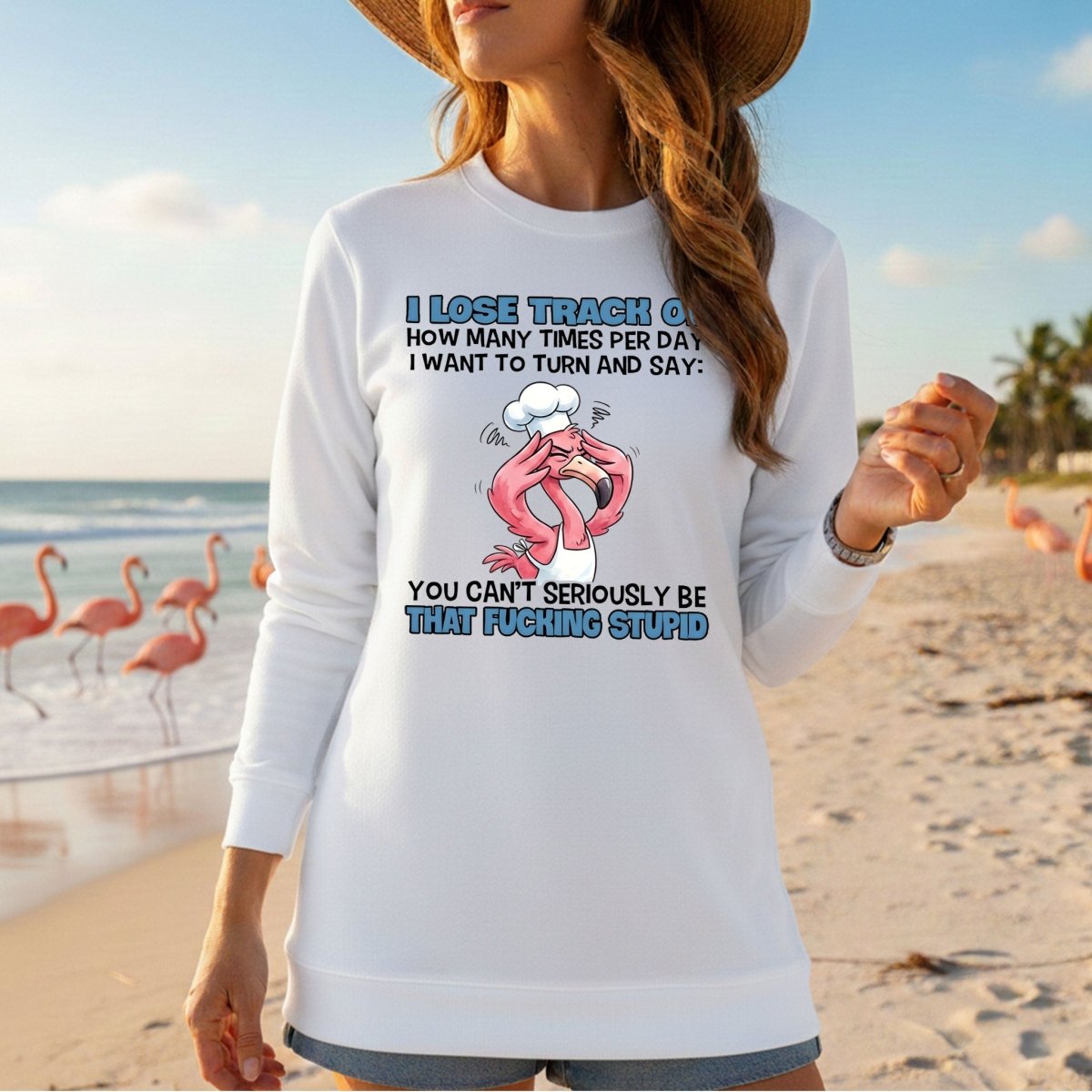 Sassy Stress - Out Chef Flamingo T-Shirt - The Adult Humor "Stupid" Quote Tee - FlamingoAholic