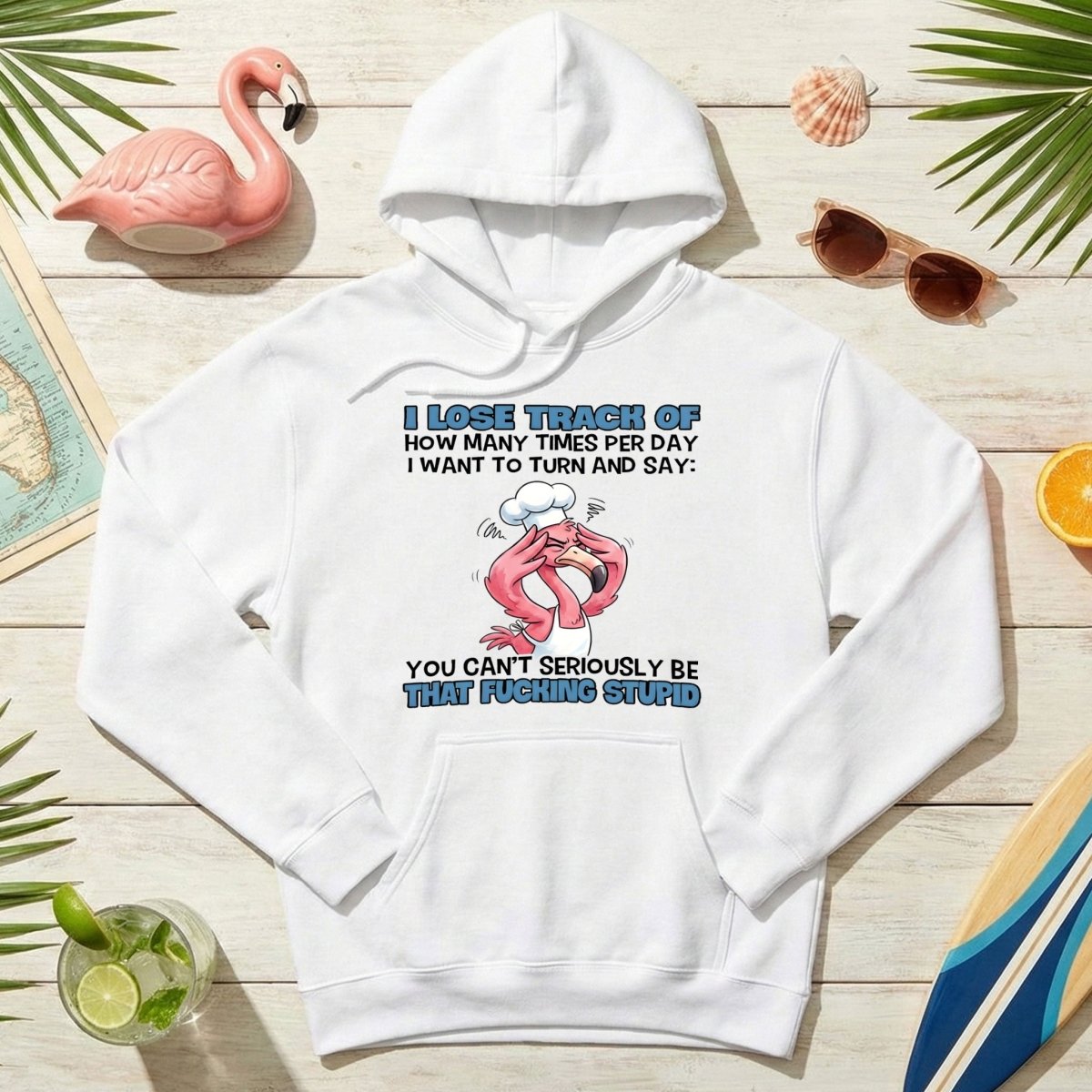 Sassy Stress - Out Chef Flamingo T-Shirt - The Adult Humor "Stupid" Quote Tee - FlamingoAholic