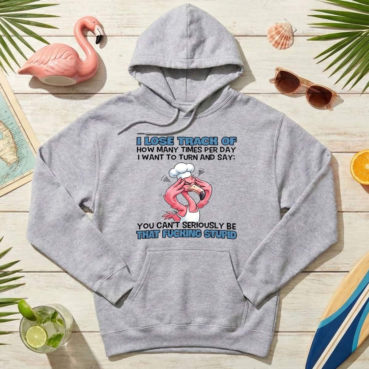 Sassy Stress - Out Chef Flamingo T-Shirt - The Adult Humor "Stupid" Quote Tee - FlamingoAholic
