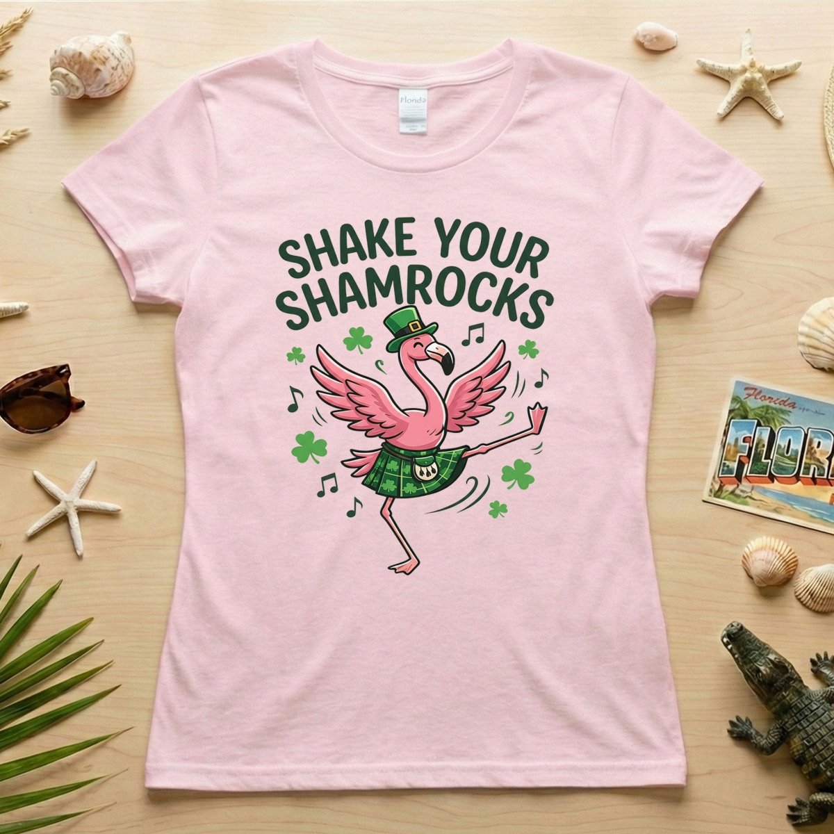 Shake Your Shamrocks Dancing Flamingo St. Patrick's Day T-Shirt - Funny Irish Party Tee for Women - FlamingoAholic