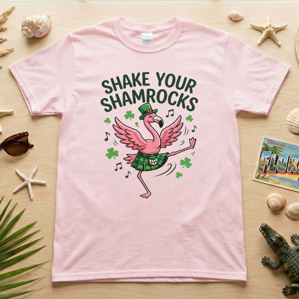 Shake Your Shamrocks Dancing Flamingo St. Patrick's Day T-Shirt - Funny Irish Party Tee for Women - FlamingoAholic