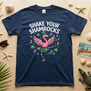 Shake Your Shamrocks Dancing Flamingo St. Patrick's Day T-Shirt - Funny Irish Party Tee for Women - FlamingoAholic