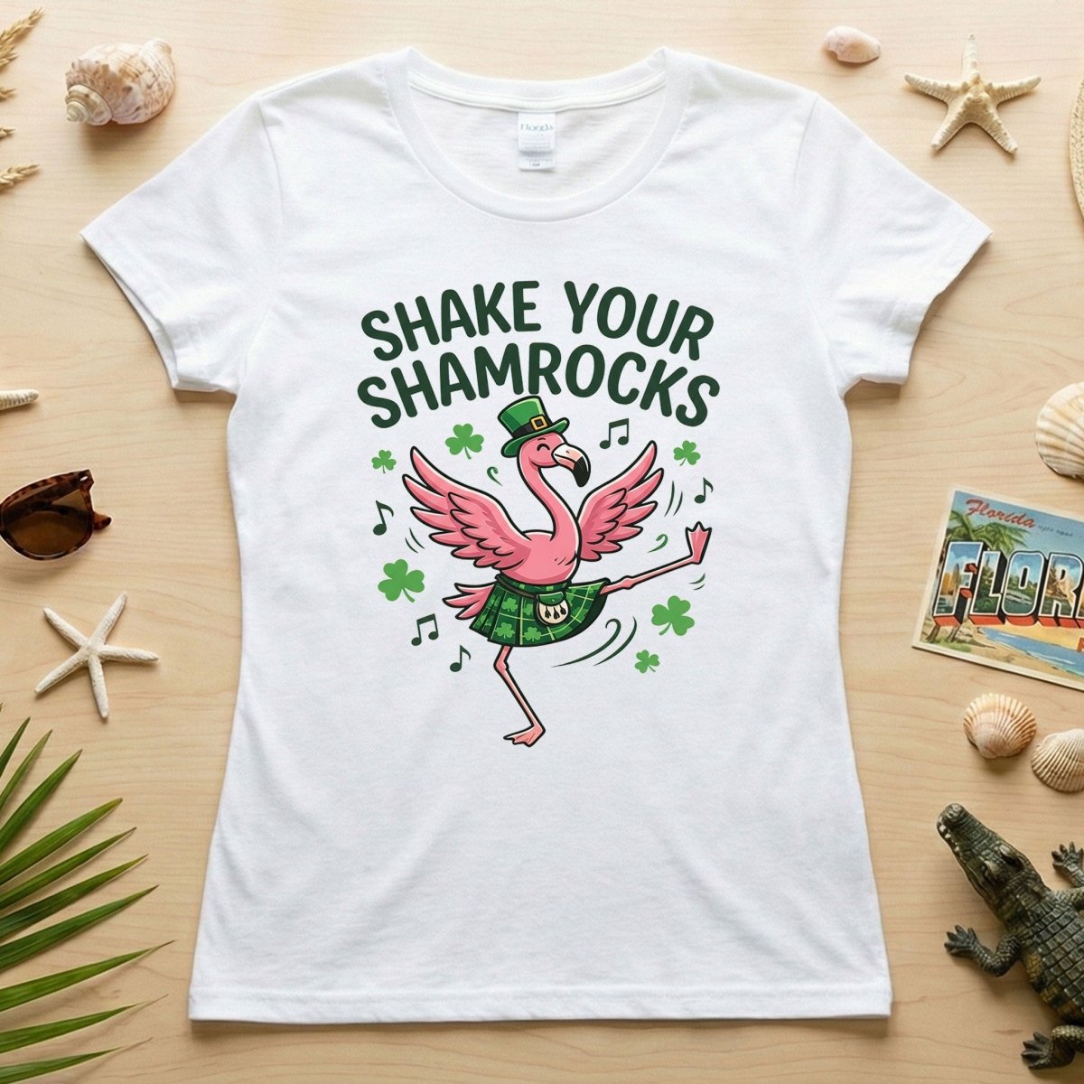 Shake Your Shamrocks Dancing Flamingo St. Patrick's Day T-Shirt - Funny Irish Party Tee for Women - FlamingoAholic