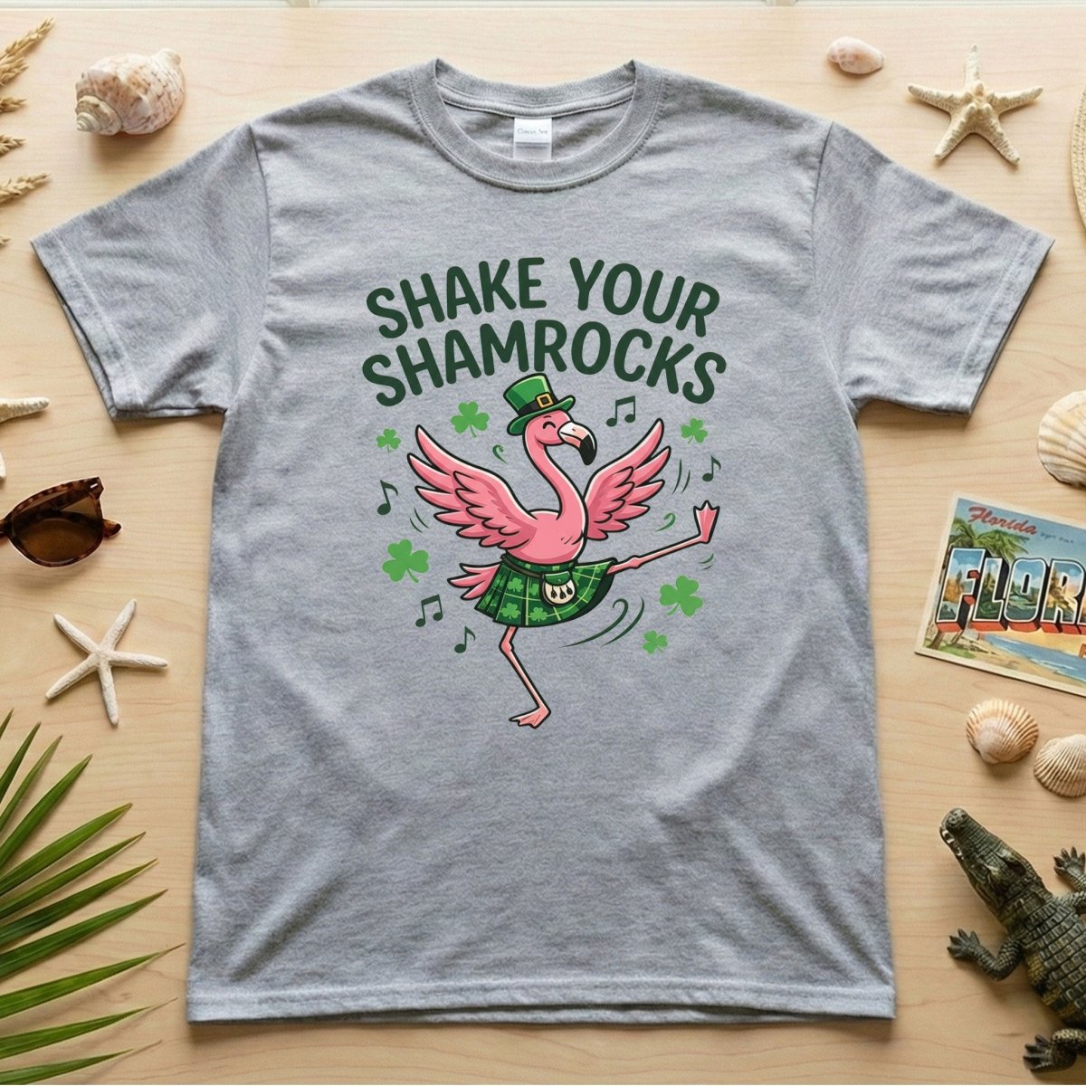 Shake Your Shamrocks Dancing Flamingo St. Patrick's Day T-Shirt - Funny Irish Party Tee for Women - FlamingoAholic