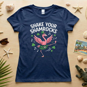 Shake Your Shamrocks Dancing Flamingo St. Patrick's Day T-Shirt - Funny Irish Party Tee for Women - FlamingoAholic