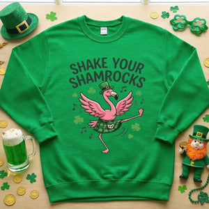 Shake Your Shamrocks Dancing Flamingo St. Patrick's Day T-Shirt - Funny Irish Party Tee for Women - FlamingoAholic
