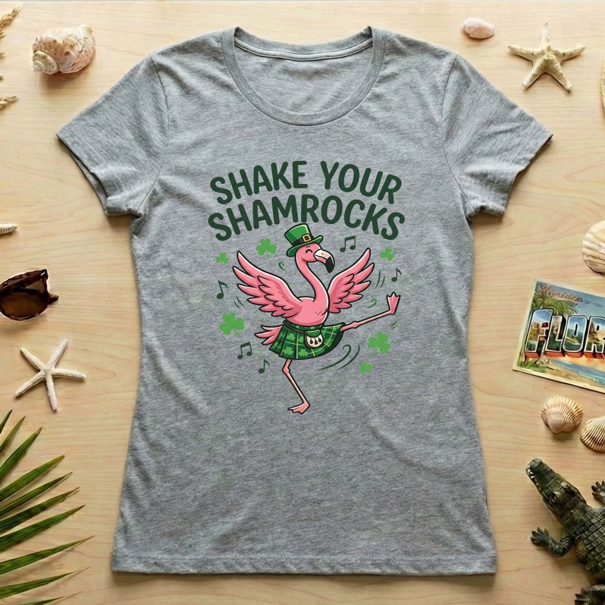 Shake Your Shamrocks Dancing Flamingo St. Patrick's Day T-Shirt - Funny Irish Party Tee for Women - FlamingoAholic
