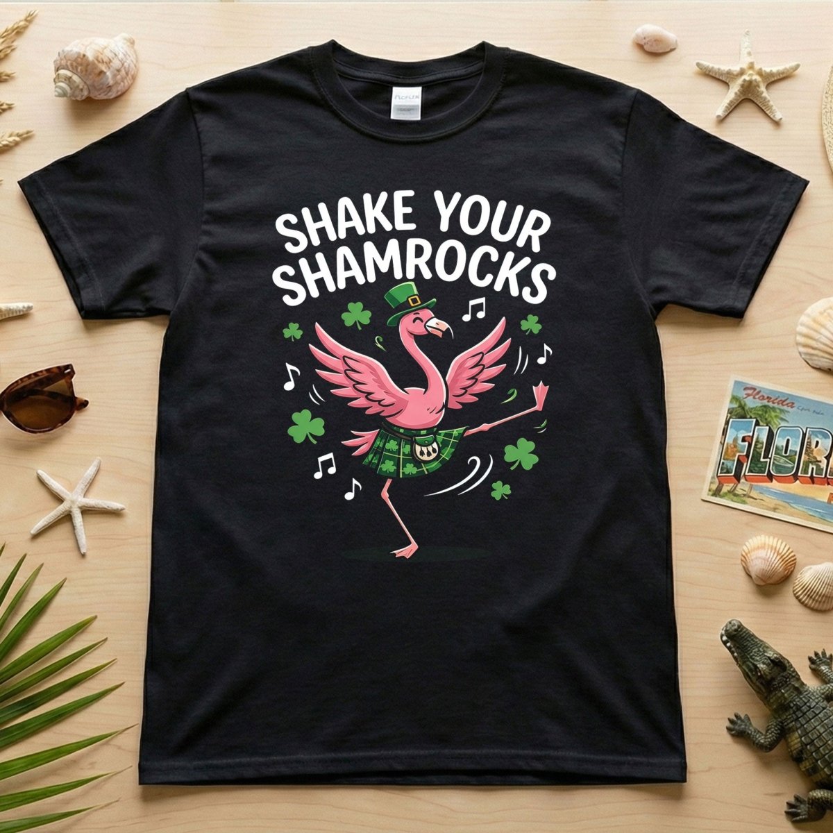 Shake Your Shamrocks Dancing Flamingo St. Patrick's Day T-Shirt - Funny Irish Party Tee for Women - FlamingoAholic