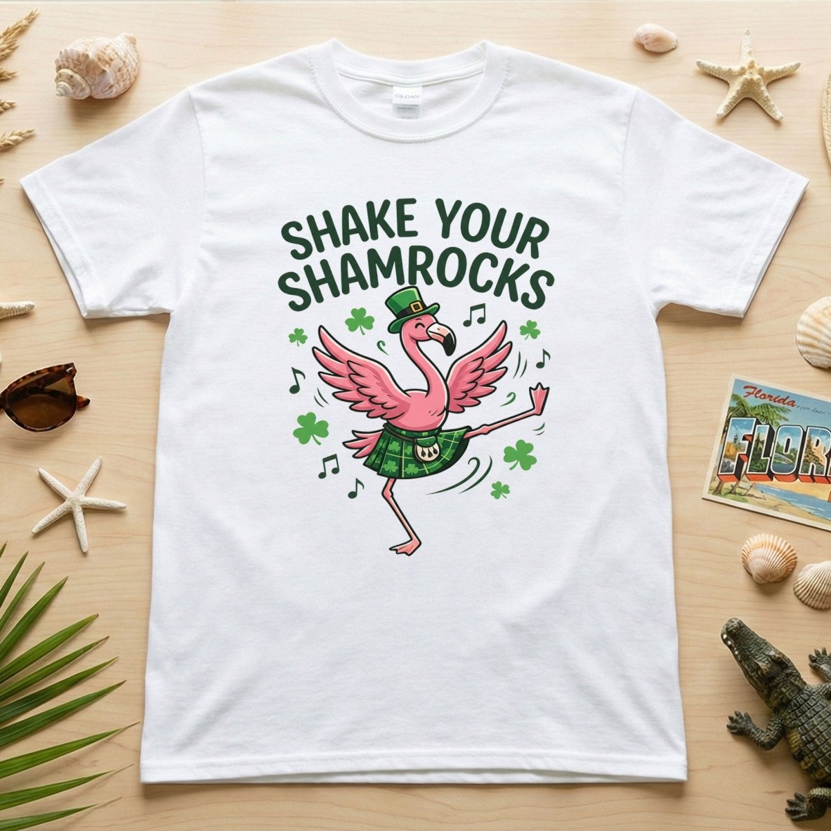 Shake Your Shamrocks Dancing Flamingo St. Patrick's Day T-Shirt - Funny Irish Party Tee for Women - FlamingoAholic