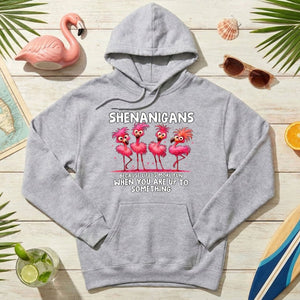 Shenanigans Funny Flamingo Graphic T-Shirt - Because Life is More Fun Saying Tee - FlamingoAholic