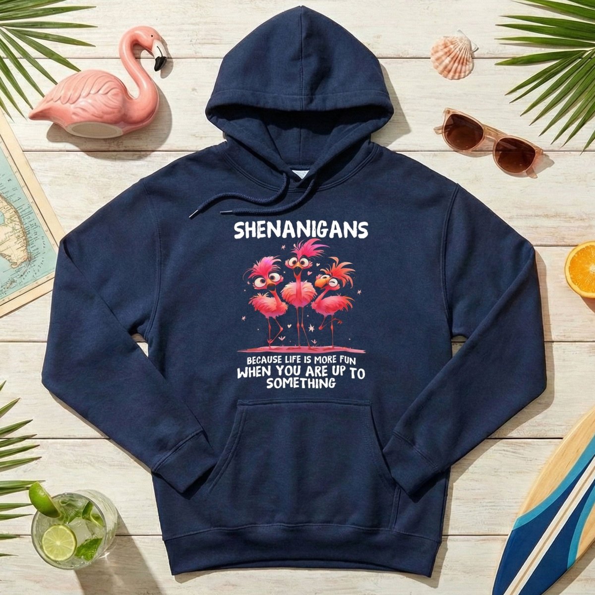 Shenanigans Funny Flamingo Graphic T-Shirt - Life is More Fun Saying Tee - FlamingoAholic