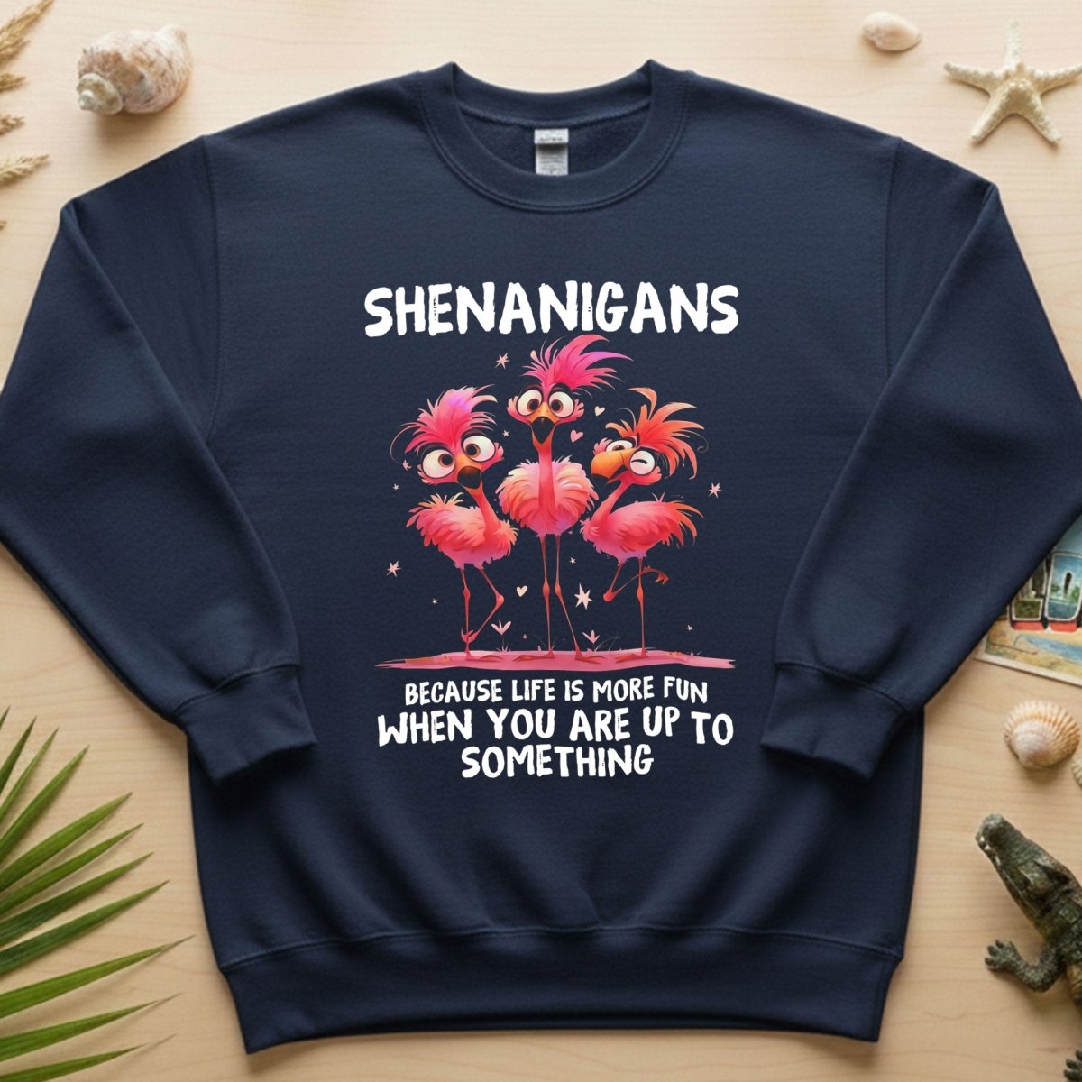 Shenanigans Funny Flamingo Graphic T-Shirt - Life is More Fun Saying Tee - FlamingoAholic