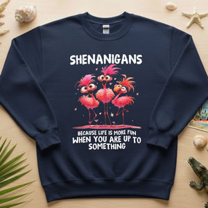 Shenanigans Funny Flamingo Graphic T-Shirt - Life is More Fun Saying Tee - FlamingoAholic