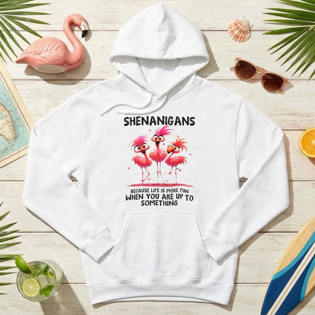 Shenanigans Funny Flamingo Graphic T-Shirt - Life is More Fun Saying Tee - FlamingoAholic