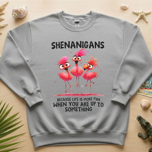 Shenanigans Funny Flamingo Graphic T-Shirt - Life is More Fun Saying Tee - FlamingoAholic