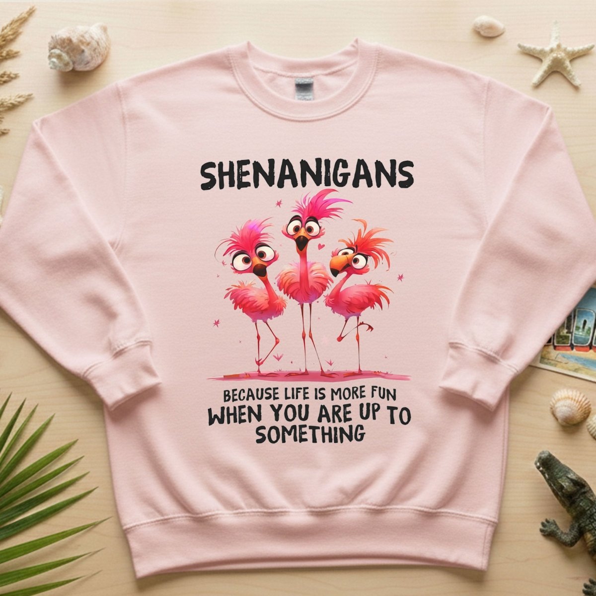 Shenanigans Funny Flamingo Graphic T-Shirt - Life is More Fun Saying Tee - FlamingoAholic