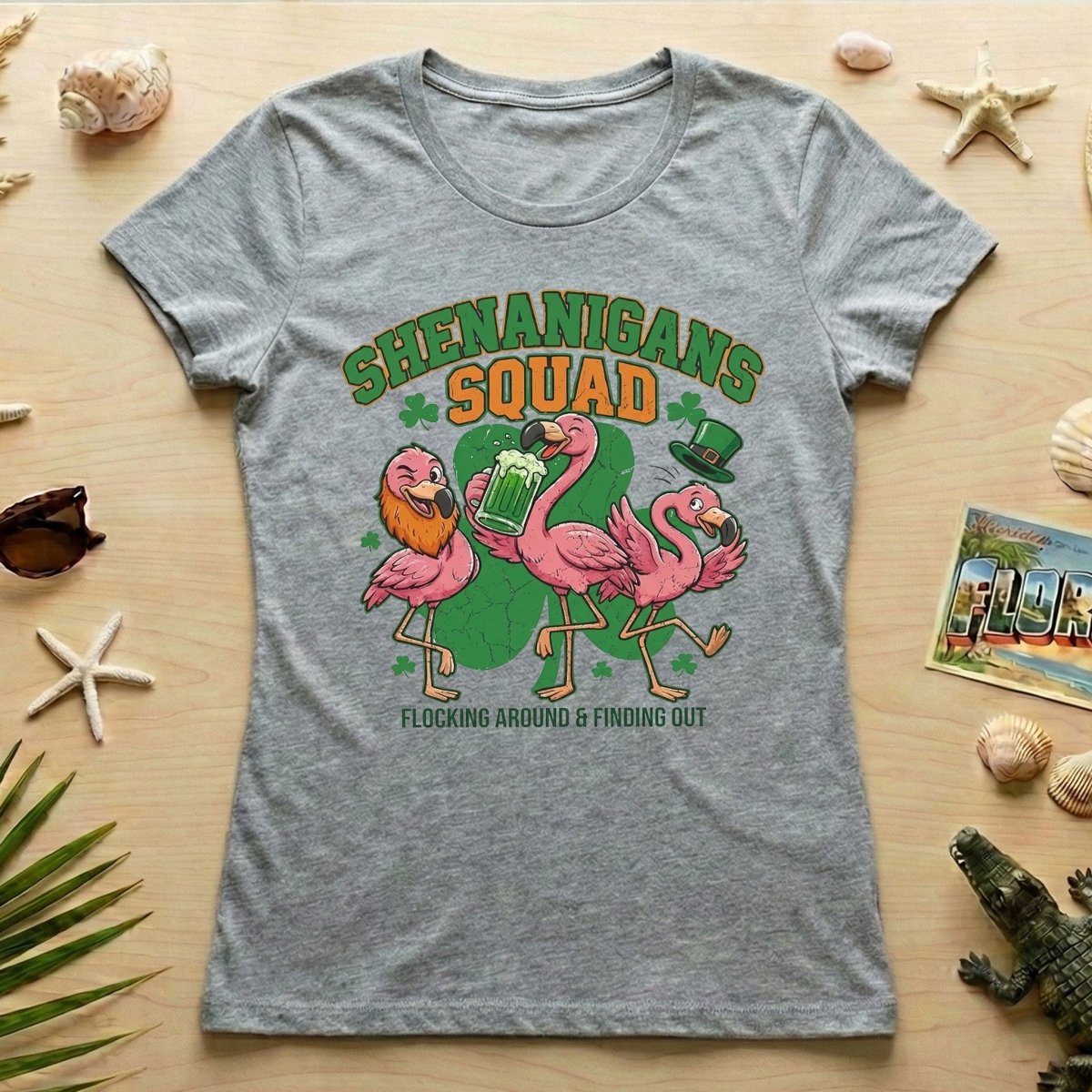 Shenanigans Squad Flamingo Shirt – Funny St Patrick’s Day Flocking Around & Finding Out Tee, Irish Drinking Party Shirt - FlamingoAholic