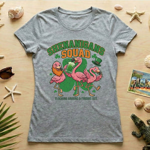 Shenanigans Squad Flamingo Shirt – Funny St Patrick’s Day Flocking Around & Finding Out Tee, Irish Drinking Party Shirt - FlamingoAholic