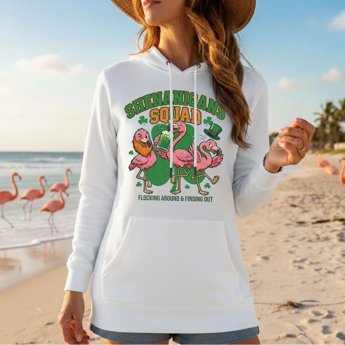 Shenanigans Squad Flamingo Shirt – Funny St Patrick’s Day Flocking Around & Finding Out Tee, Irish Drinking Party Shirt - FlamingoAholic