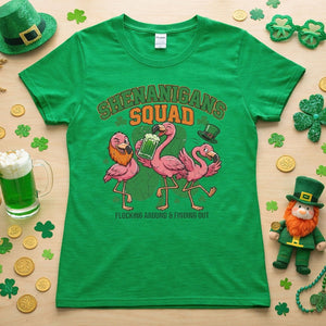 Shenanigans Squad Flamingo Shirt – Funny St Patrick’s Day Flocking Around & Finding Out Tee, Irish Drinking Party Shirt - FlamingoAholic