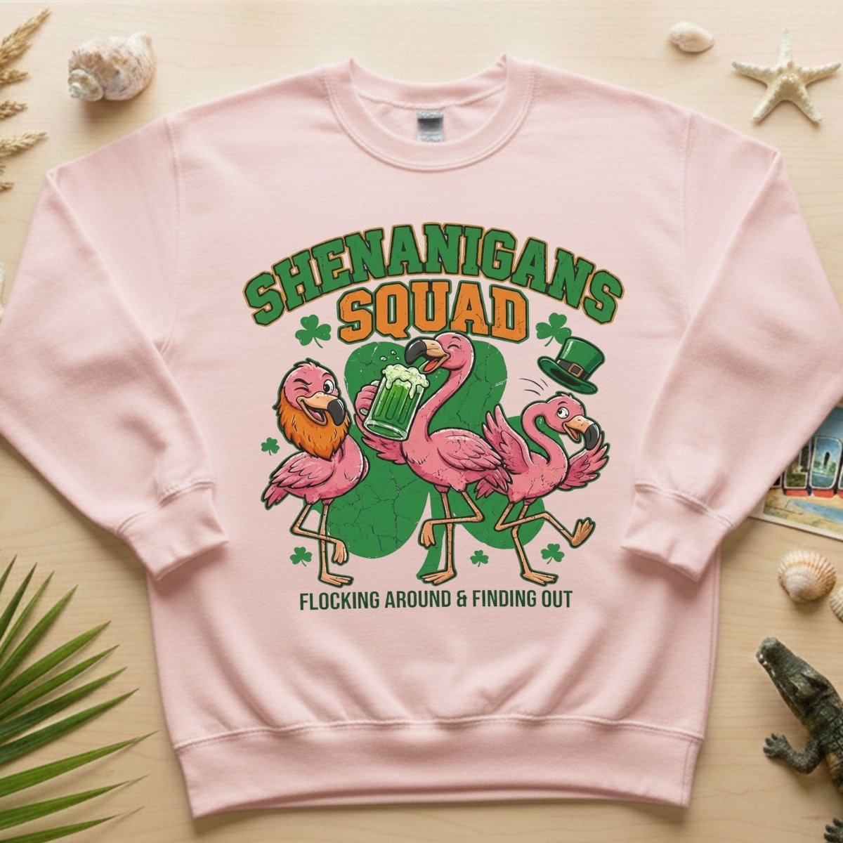 Shenanigans Squad Flamingo Shirt – Funny St Patrick’s Day Flocking Around & Finding Out Tee, Irish Drinking Party Shirt - FlamingoAholic