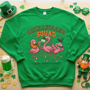 Shenanigans Squad Flamingo Shirt – Funny St Patrick’s Day Flocking Around & Finding Out Tee, Irish Drinking Party Shirt - FlamingoAholic