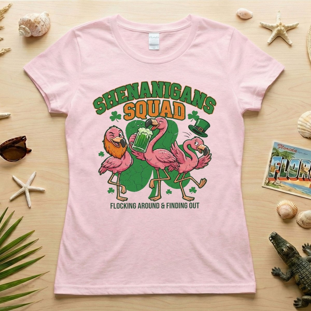 Shenanigans Squad Flamingo Shirt – Funny St Patrick’s Day Flocking Around & Finding Out Tee, Irish Drinking Party Shirt - FlamingoAholic