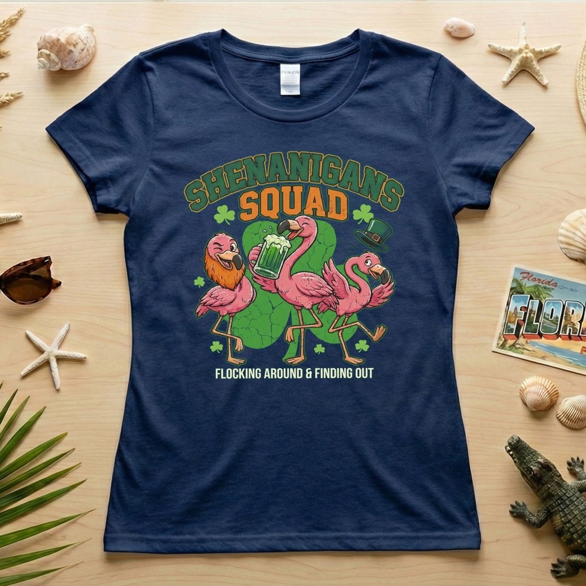 Shenanigans Squad Flamingo Shirt – Funny St Patrick’s Day Flocking Around & Finding Out Tee, Irish Drinking Party Shirt - FlamingoAholic