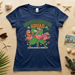Shenanigans Squad Flamingo Shirt – Funny St Patrick’s Day Flocking Around & Finding Out Tee, Irish Drinking Party Shirt - FlamingoAholic
