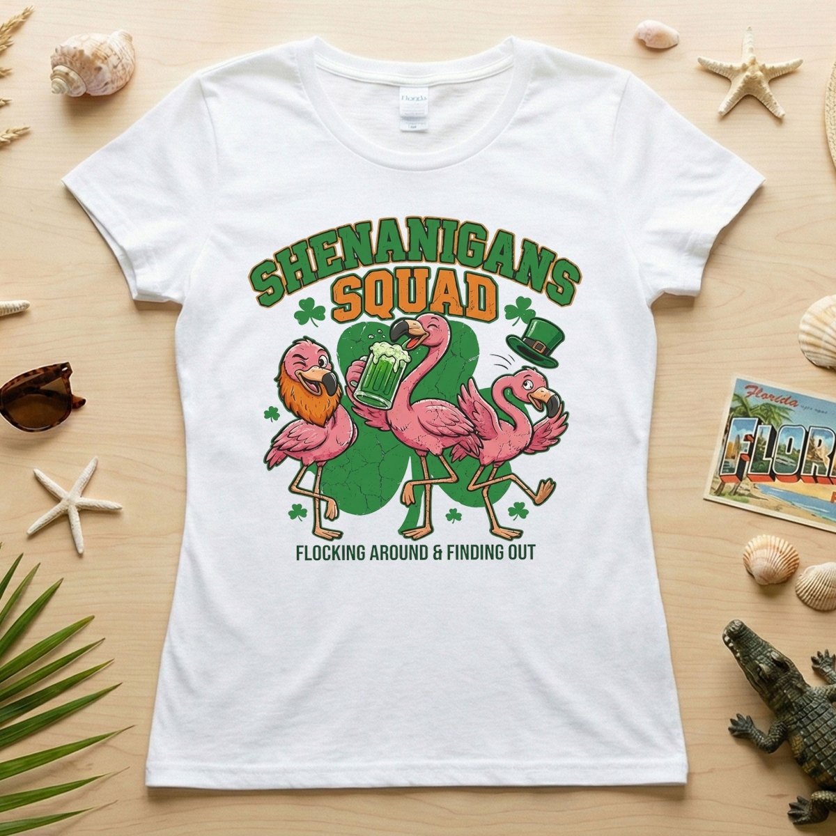 Shenanigans Squad Flamingo Shirt – Funny St Patrick’s Day Flocking Around & Finding Out Tee, Irish Drinking Party Shirt - FlamingoAholic