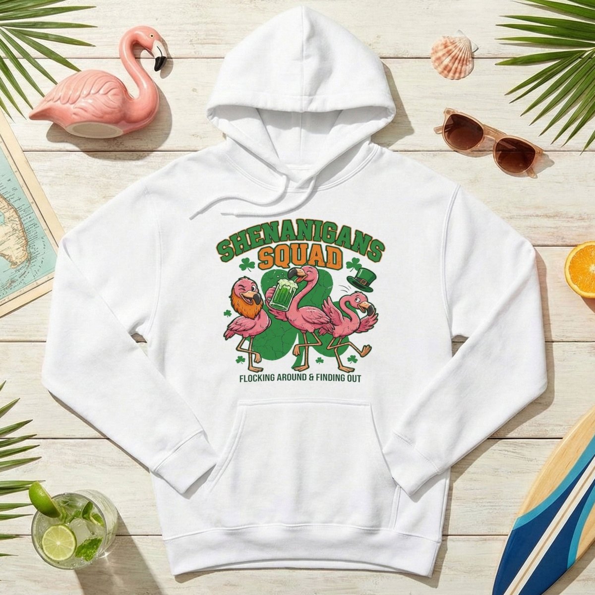 Shenanigans Squad Flamingo Shirt – Funny St Patrick’s Day Flocking Around & Finding Out Tee, Irish Drinking Party Shirt - FlamingoAholic